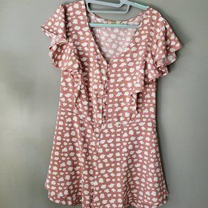 Pink and White Romper